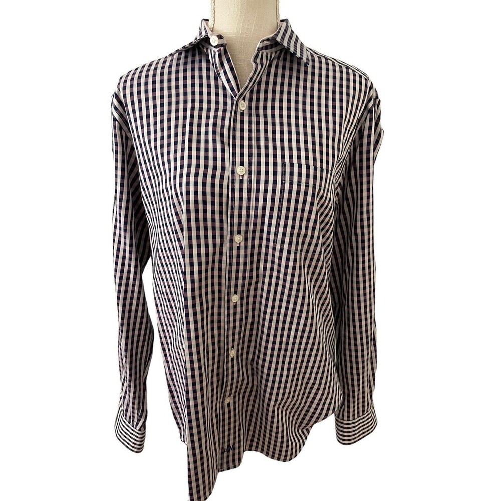 Johnston & Murphy Men's‎ Checkered Button Down Shirt Pink and Blue Size M